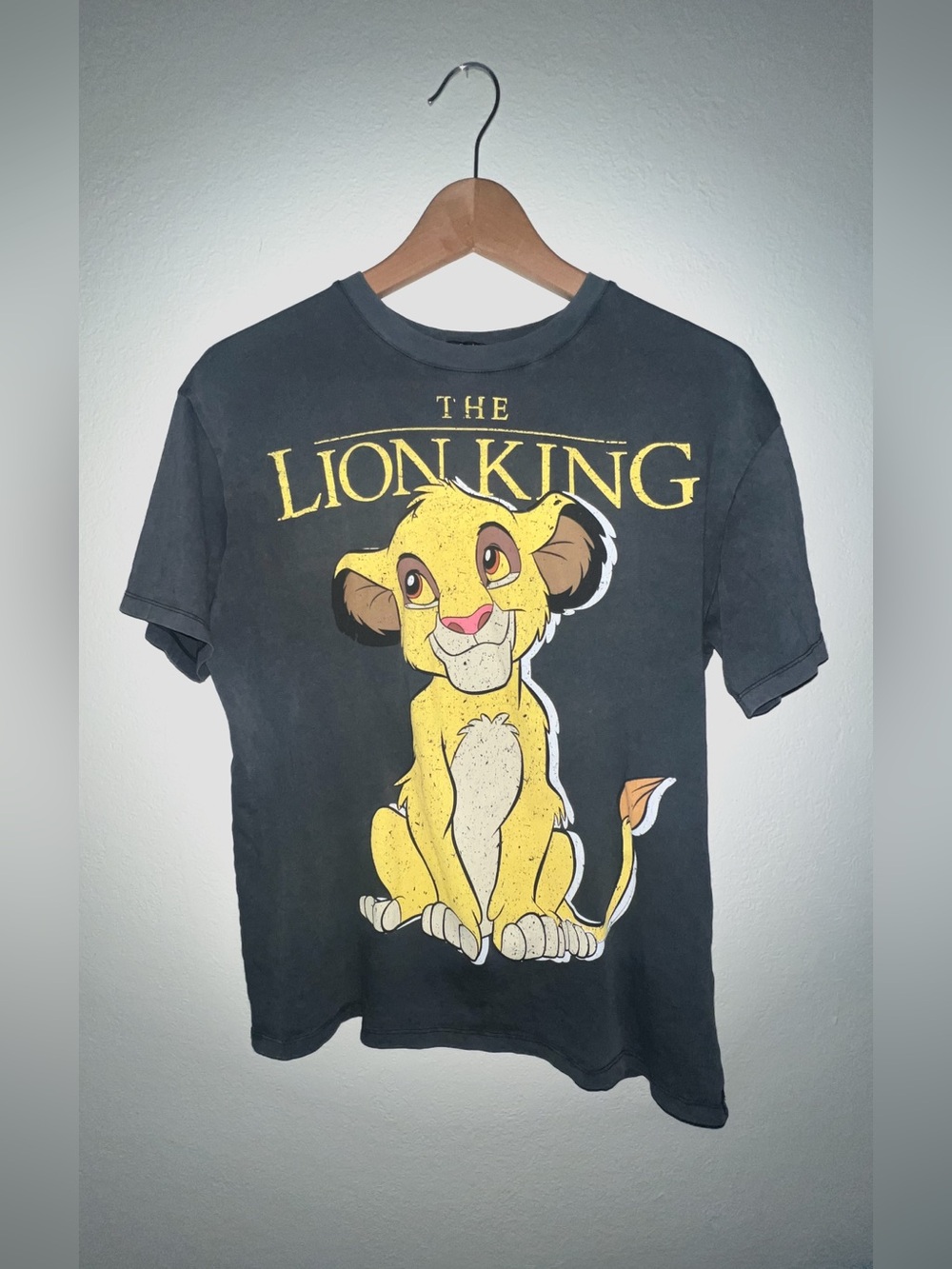 Bershka The Lion King Simba Graphic Tee - Black and Yellow | S